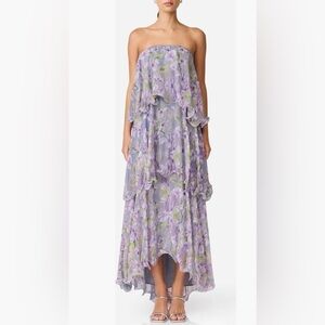 Elliatt Milena Floral Tiered Ruffle Georgette Maxi Dress size small